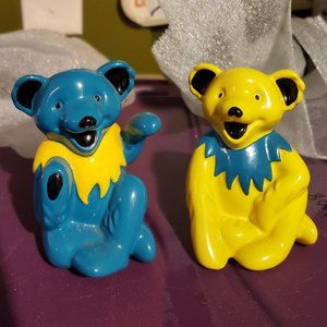 Vandor Vintage Grateful Dead Bear Salt & Pepper Shakers (Yellow & Teal) NWOT